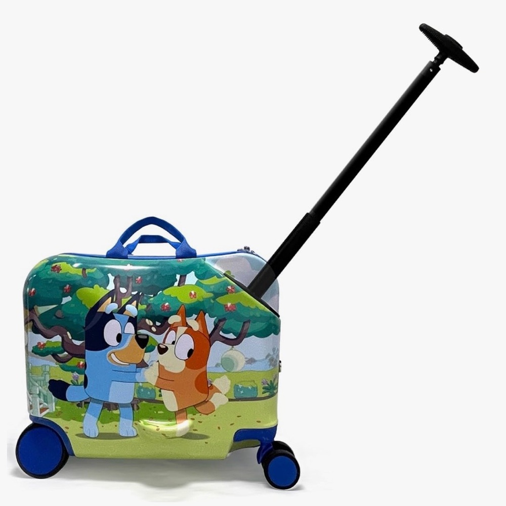 Bluey Kids Ride-On Luggage Hardshell Rolling Travel Suitcase